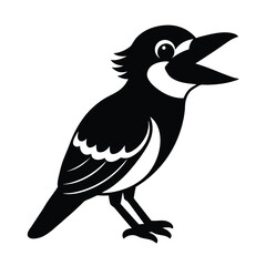 Laughing Kookaburra Silhouette Vector | Black and White Kookaburra Bird Illustration Design
