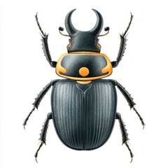 Detailed Illustration of a Stag Beetle with Yellow Gold Accents