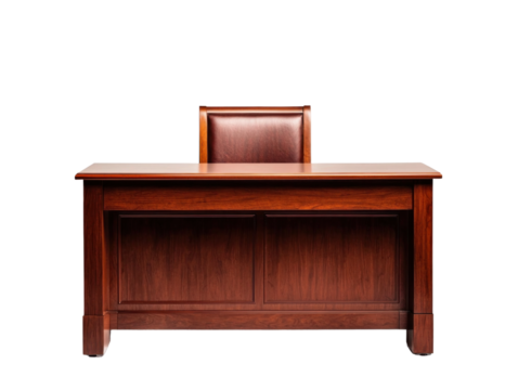 Office equipment showcase elegant wooden desk cutout background professional workspace modern design inspirational view