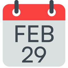 29 February Calendar Icon, Isolated Vector Calendar Icon.