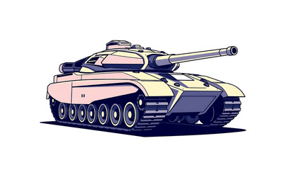 Armored Fighting Vehicle: Digital Art Illustration of Modern Military Tank Silhouette in Warfare Maneuvering