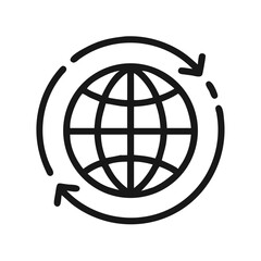 Globe with Circular Arrows Symbol Icon Design