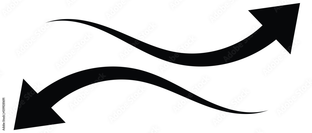 Poster long curve arrow icon. curve arrow icon vector. curved arrow icon isolated on white background. two 
