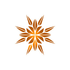 Abstract orange flower design with sharp petals on a white background, suitable for creative projects