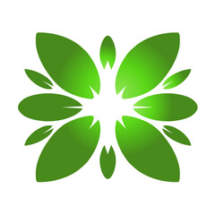 Abstract green butterfly design with leaf elements, symbolizing nature and growth in a minimalist style