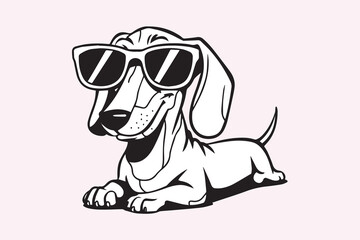dachshund cool dog illustration vector