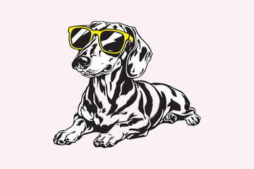 dachshund cool dog illustration vector
