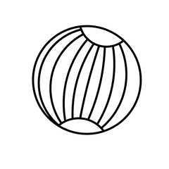 Black and white illustration of a striped watermelon slice on a plain background