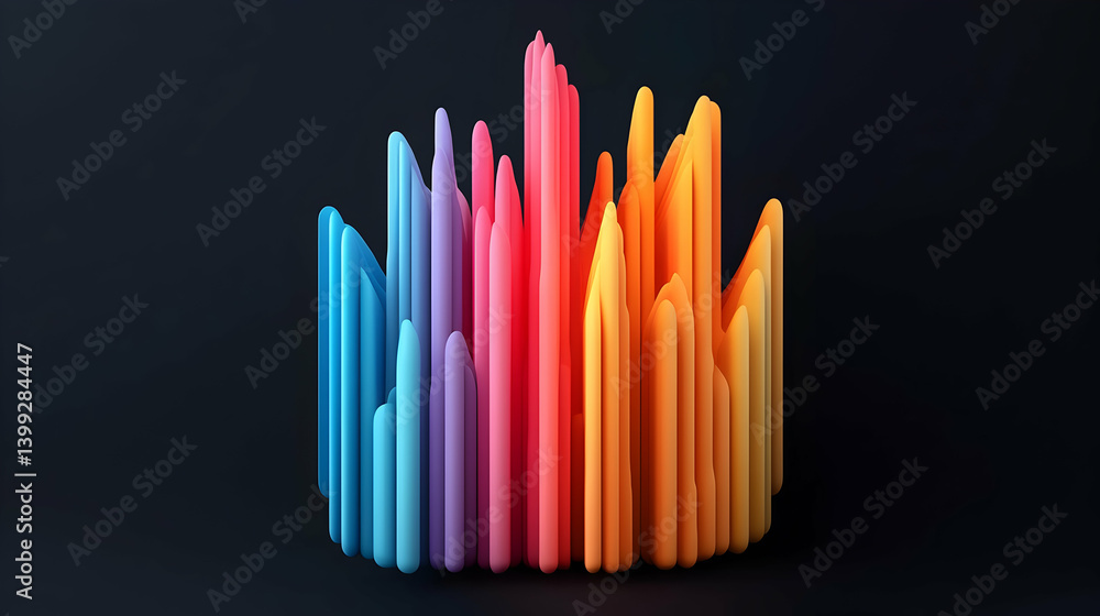 Poster vibrant abstract gradient with vertical colorful shapes
