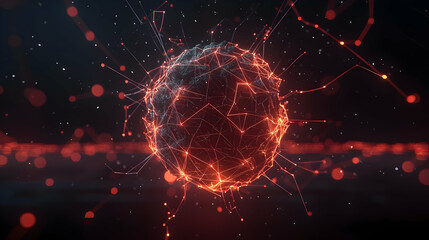Fototapeta premium Abstract Glowing Sphere With Red Particles
