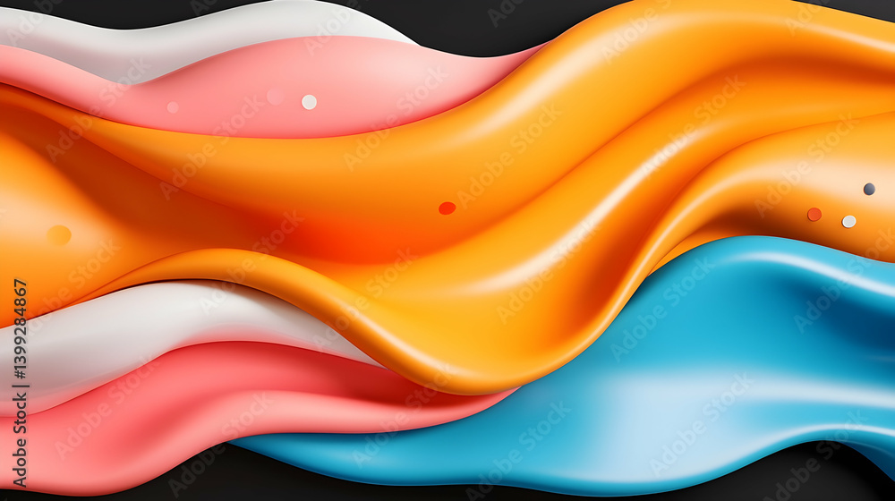Poster vibrant abstract waves with colorful dots and smooth flowing curves