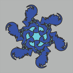 Abstract and fauna ceramic motif design with colorful colors on a gray background