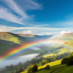Obraz premium landscape with rainbow in valley