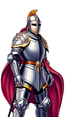 Epic Medieval Knight in Armor: Legendary Warrior with Sword and Shield Illustration