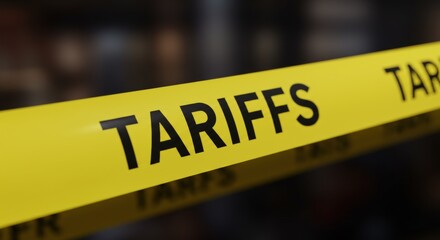 Tariffs Warning Tape: Economic Restriction Concept