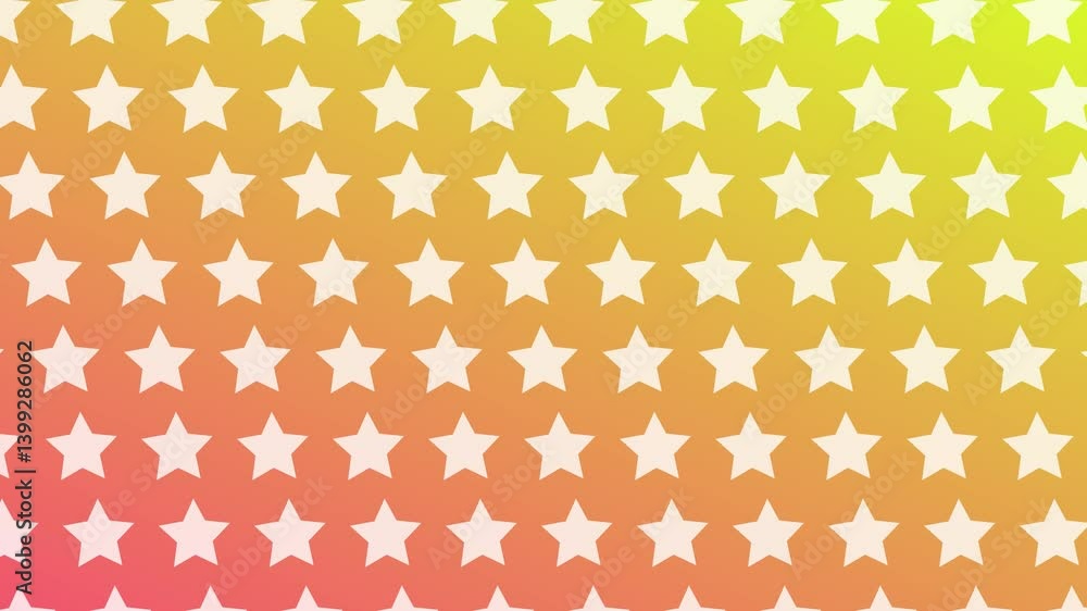 Poster a colorful animated star pattern is displayed on a yellow to orange gradient background.