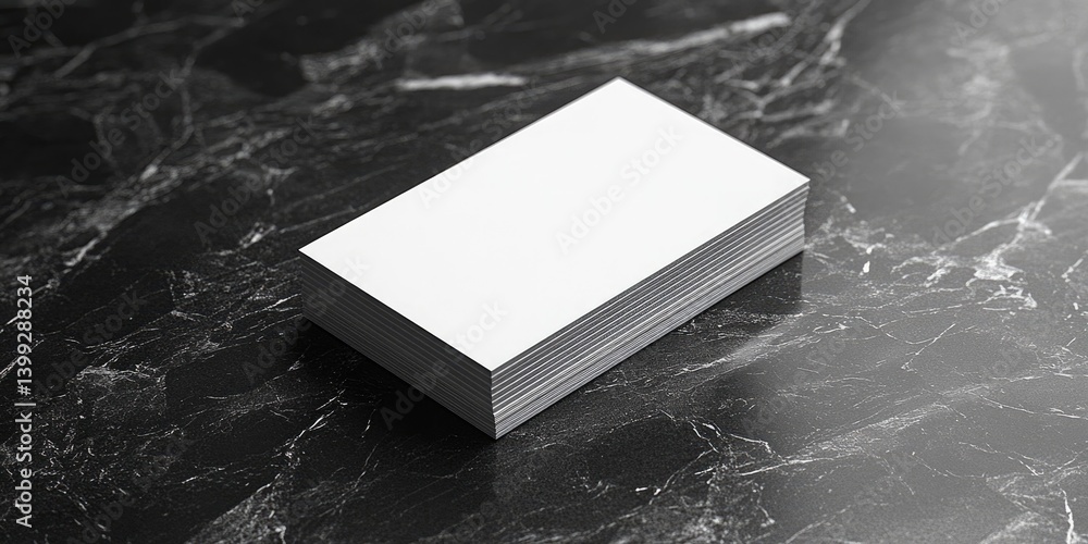 Poster mockup of a blank white rectangular block on a marble surface for product mockups, minimalist design