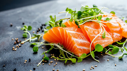 Delicious salmon fillet preparation kitchen food photography modern setting top view culinary art