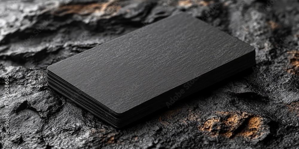 Poster blank rectangular platform on a textured dark grey or black stone surface for product layouts, minim