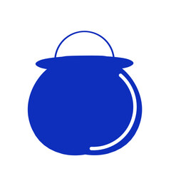 Blue cooking pot with steam rising, set against a simple white background, ideal for culinary use