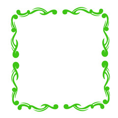 Decorative green floral border design with swirls and curls suitable for invitations or announcements