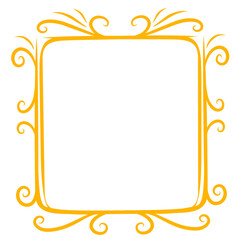 Decorative ornate frame design featuring elegant swirls and flourishes in vibrant yellow color