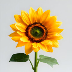 Obraz premium Vibrant Yellow Sunflower Closeup on White Background