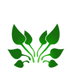 Green leaves symbolizing nature's growth, with a minimalist design and a clean white background
