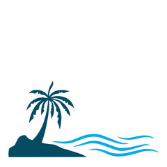 Minimalist illustration of a palm tree silhouette against a clean white background, evoking tranquility