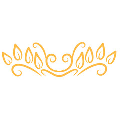 Ornate floral design featuring stylized leaves and swirls in a vibrant yellow color on white background