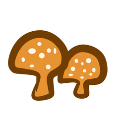 Vibrant, cartoon-style mushrooms with unique shapes and colors set against a simple white background