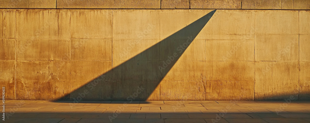 Poster a shadow of a triangle is cast on a wall. the shadow is long and narrow, and it is cast on the wall 