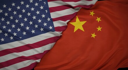 Obraz premium USA and China Flags Overlapping, International Relations Concept