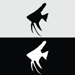 angelfish logo silhouette design with black and white color