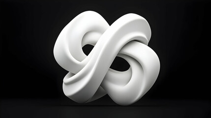 White Abstract 3D Rendered Symbol on Black Background