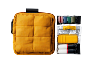 Office equipment organizer with cutout background colorful stationery office space creative design