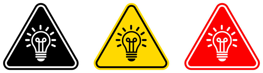 set Attention quick tips sign. bulb Symbols design template vector illustration