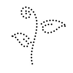 Abstract dotted floral design featuring swirling leaves and curves on a clean white background