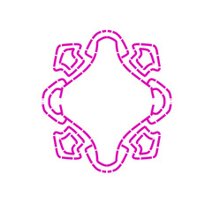 Fototapeta premium Abstract geometric design featuring pink dashed lines forming a symmetrical pattern on a white background