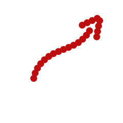 Abstract red arrow design symbolizing progress and direction against a clean white background