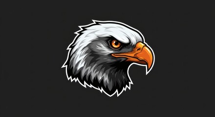 Eagle Head Profile Graphic in Vector Style on Dark Background