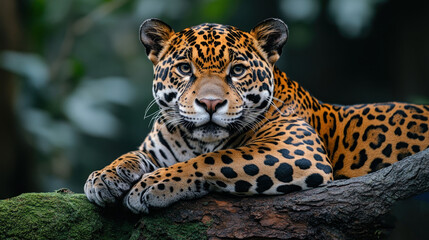 Obraz premium Majestic Jaguar Resting on a Branch