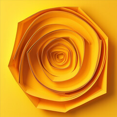 Abstract folded paper effect. Bright colorful yellow background. Maze made of paper. 3d rendering 