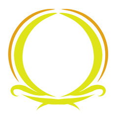 Abstract design featuring vibrant yellow and orange circular shapes on a white background