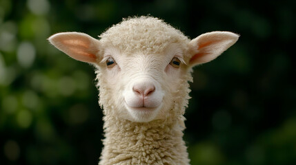 Obraz premium Closeup Portrait Of A Cute White Lamb