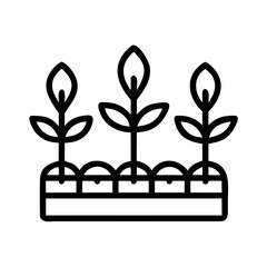 Seedlings Growing in Garden Bed Icon Design