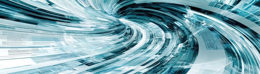 Abstract digital swirl in blue tones, conveying a sense of motion and technology, ideal for design and futuristic themes.