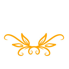 Ornate floral design with vibrant orange leaves and intricate swirls on a white background