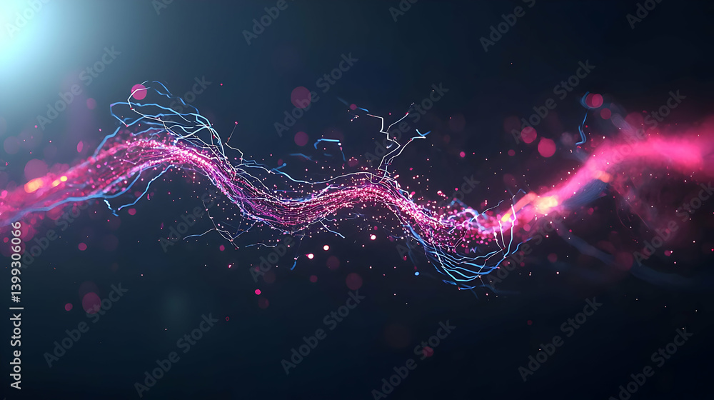 Poster abstract colorful particle flow design