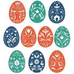 Easter Egg Floral Designs: A collection of beautifully illustrated Easter eggs adorned with intricate floral patterns, showcasing vibrant colors and symbolic springtime imagery.